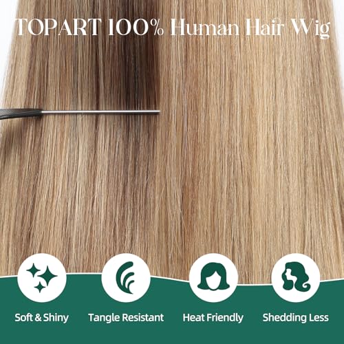 Image of 5x5 Lace Front Wigs for women,Human Hair Blonde Straight Glueless with Free Part & Pre Plucked Natural Hairline 16 Inch（Light Brown Mixed Blonde）