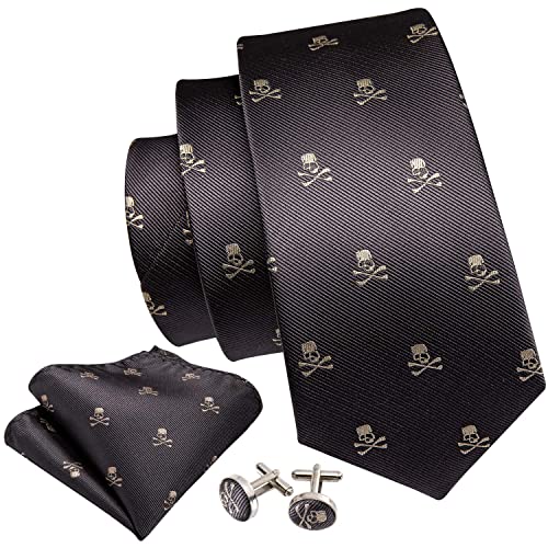 Image of Barry.Wang Fun Animal Ties for Men Designer Handkerchief Cufflink WOVEN Casual Necktie Set Festival