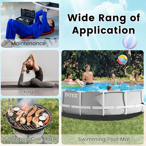 KEAGAN Bodenplane für Pools, 4m Runde Poolunterlage, Pool Unterlage, Swimmingpool Bodenschutzplane Bodenmatte, Poolmatte, Whirlpool Matte, Anti-Rutsch UV-Stabil Reißfest Pool-Bodenplane