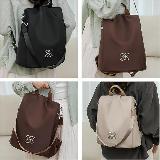 Anti-Theft Large Capacity Backpack, Leisure Shoulder Bag for Women, Crossbody Oxford Cloth Lightweight Backpack Waterproof (Black)4