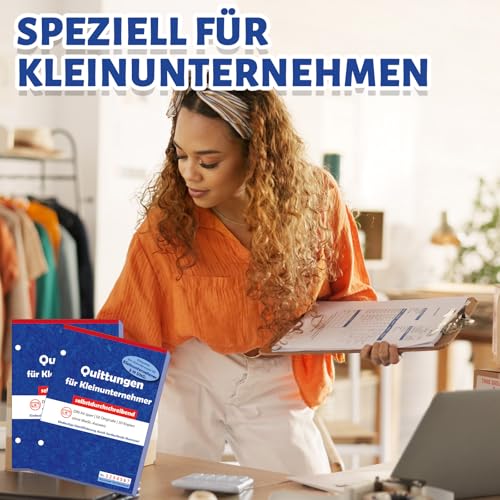 Nezyo A6 Quittungsblock mit Durchschlag Durchschreibende Quittungsblock für Kleinunternehmer 2 x 50 Blatt Gelocht für Kleinunternehmer Vereine Selbständige(1 Stück, Vertikal)