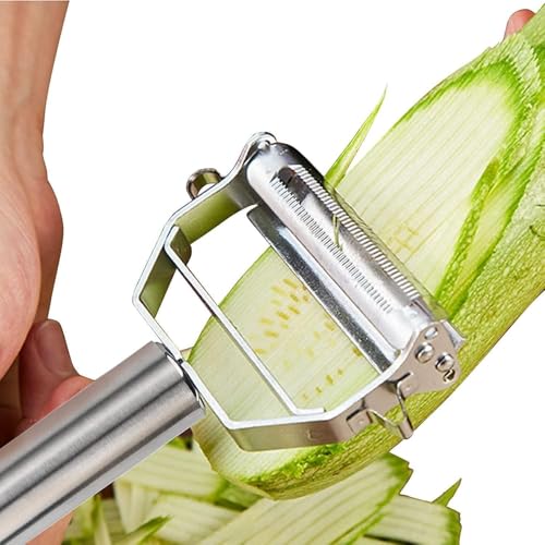 Image of SR 2 in 1 Stainless Steel Julienne Vegetable Peeler Multi-Functional Fruit & Veggie Shredder Slicer and Grater for Potatoes, Carrots, Cucumbers