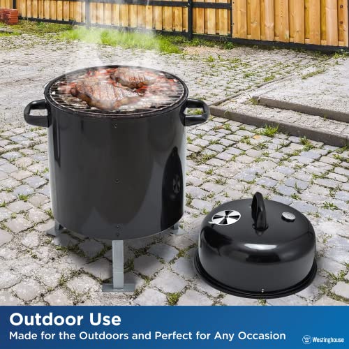 Westinghouse Bullet Smoker - Portable 16-Inch Char Broil Steel Smoker - Features A Black Powder Coated Lid With Porcelain Cooking Grid - Perfect For Outdoors #TOP5