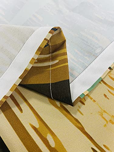 Anhope Anchor Curtains - Retro Teal Blue Brown Wooden Plank Beach Nautical Theme Print Pattern Waterproof Grommet Window Drapes For Bedroom Kitchen Bathroom Window Small Closet 2 Panels W27.5 X L39 #TOP5