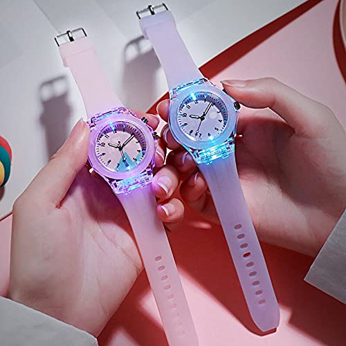 Reloj para niña Estudiante Flash Relojes Niña Niños Reloj Luminoso Silicona Colorido Fruta Regalos Reloj Relojes para niñas (Color : Strawberry Blue)