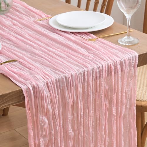 Asee'm Blush Pink Cheesecloth Table Runner Fall Sheer Wedding Decor 10FT
