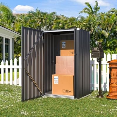 AECOJOY Outdoor Cabinet Storage Cabinet Weatherproof & Package Delivery Boxes for Outside, Metal Vertical Storage Shed Waterproof,Outdoor Small Tool Storage Clearance for Backyard Garden Patio Porch