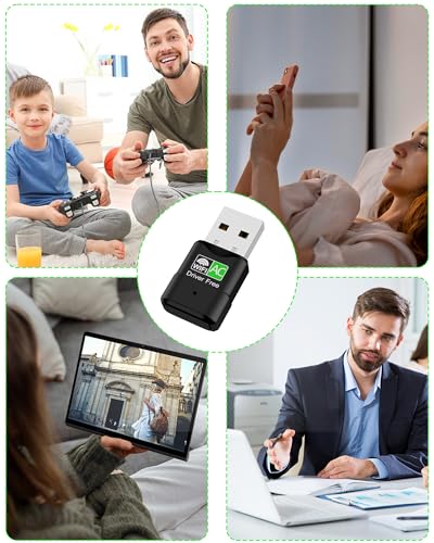 USB WiFi Adapter for Desktop PC, RENGOGA 600Mbps Dual Band 2.4G 5.8G Wireless WiFi Adapter for Laptop, Wireless Network Support Windows 11/10/8/7/Xp, USB Dongle for PC