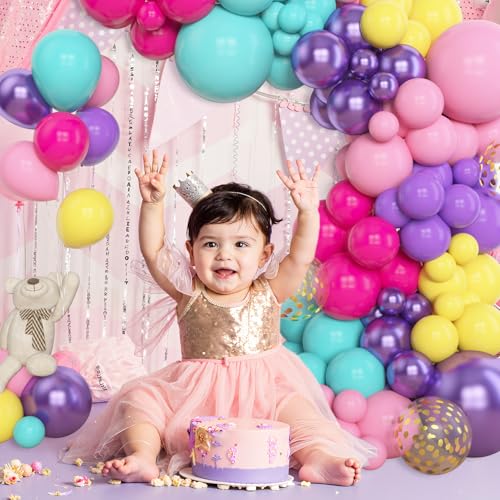 Image of Amandir 153pcs Purple Blue Pink Balloon Garland Arch Kit Different Sizes