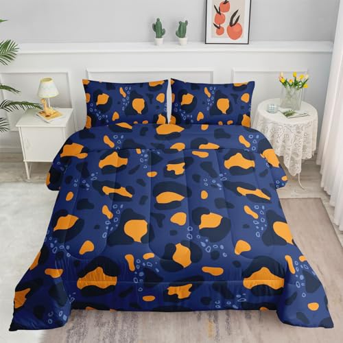 Image of Kids Comforter Set Orange Spots Printed Pattern Bedding Set with 1 Comforter and 2 Pillowcases for Girls Boys Bedroom All Season(Orange Spots Full)