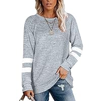 MOLERANI Tunika Pullover für Damen Weiche Sweatshirts Langarm Casual Tops Grau Weiß 3XL