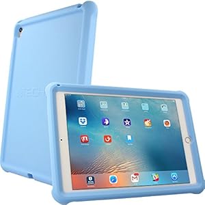 TECHGEAR Schutzhülle für iPad Pro 9, 7 Zoll, [Kinderfreundlich] Leichtes Koffer Silikon Soft Shell Anti-Rutsch-Shockproof + Displayschutzfolie. Hülle für iPad Pro 9, 7 - Hellblau