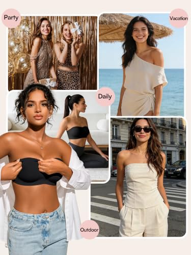 Image of Strapless Jelly Bras for Women - S-XL Seamless Padded Bandeau Bra