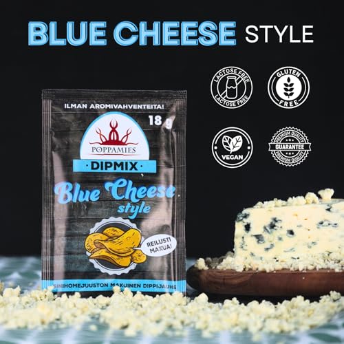 Poppamies Dipmix Blue Cheese Style – Veganes Dippulver mit Blauschimmelkäsegeschmack für Chicken Wings, Gemüse und Snacks – Glutenfrei, Laktosefrei – 18 g