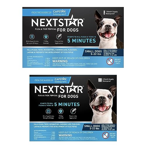 NEXTSTAR Flea and Tick Prevention for Dogs, Repellent, and Control, Fast Acting Waterproof Topical Drops for Small Dogs, 3+1 Month Bundle