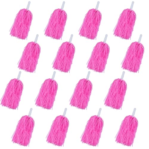 16 PCS Pink Cheerleading Pom Poms for Sports Squads Dancing Party Football Basketball Sports Stage Performance Celebration