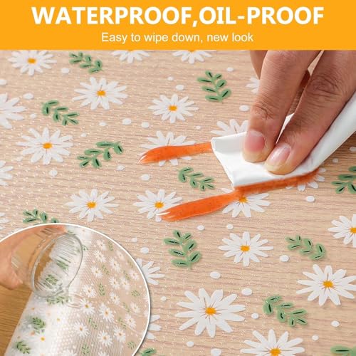 Image of Premium Anti-Slip Kitchen Cabinet Drawer Shelf Mat Liner Sheets for Waterproof Shelf Paper with Modern Pattern EVA Cabinet Mat Easy to Cut Green Flower,Table, Kitchen Drawer mat