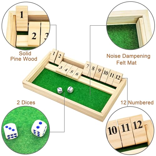Image of Alzheimers Products for Elderly, 12 Numbers Memory Games for Dementia Patients Seniors, Wooden Shut The Box Dementia Products for Elderly, Fidget Sensory Busy Board Gadgets Gifts Activities