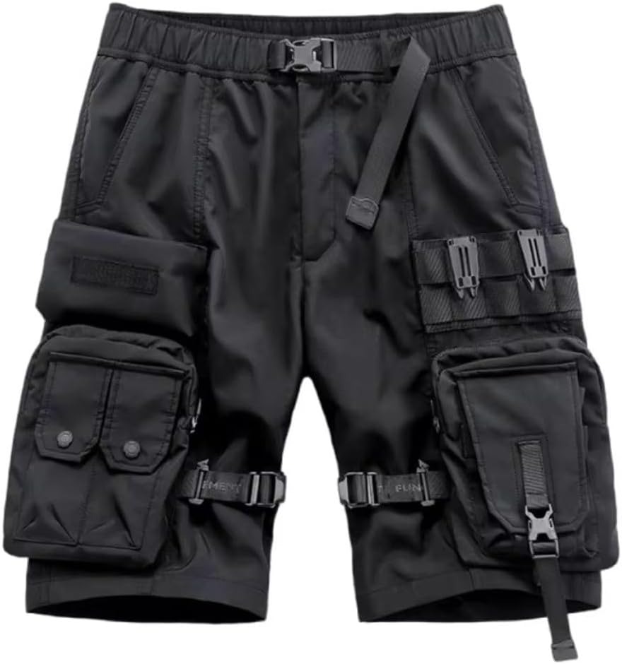 Knee Length Summer Tactical Cargo Shorts for Men Multi Pockets Hip Hop Streetwear
