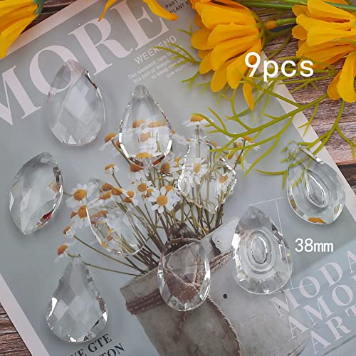 YIEUR Pack of 9 Clear Crystal Suncatcher Decorative Pendants, 38 mm Pendant Crystal Light Suncatcher - Image 3