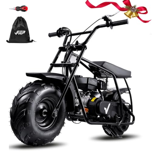 FRP Mini Dirt Bike GMB100 Basic, New 99CC Gas Powered Mini Bike 4-Stroke 3HP, Off-Road for Kids/Adult, Trail Up to 28 Mph, Weight Support Up to 220 LBS,Black