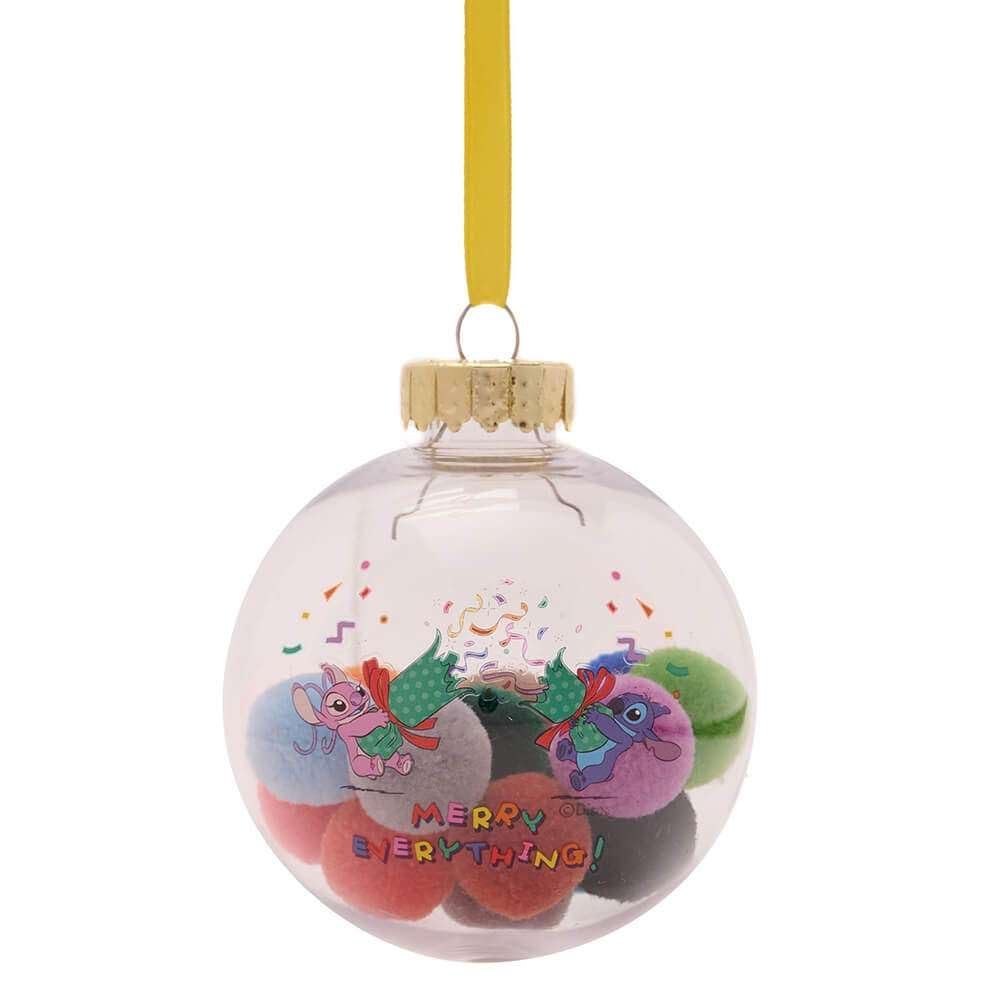 Disney Stitch - Bolas de Navidad para colgar en el árbol de Navidad (8 cm, con pompones, 7 unidades, con caja de regalo)