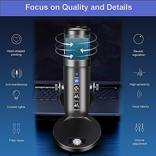 USB Mikrofon, RGB PC Gaming Kondensator Mikrofon Studioqualität für PS4 Mac LED Farbatmosphärenlicht Microphone mit… - Image 5