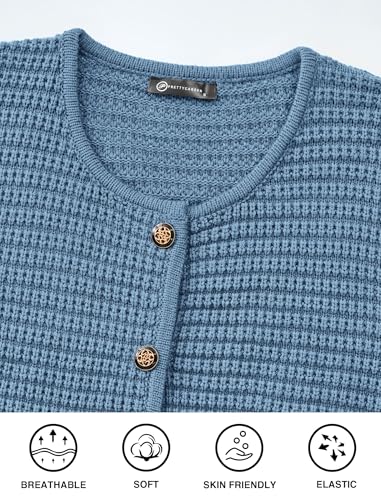 PRETTYGARDEN Women Knit Cardigan Sweaters Fall Fashion Long Sleeve Open Front Button Down Trendy Casual Jacket Winter Clothes