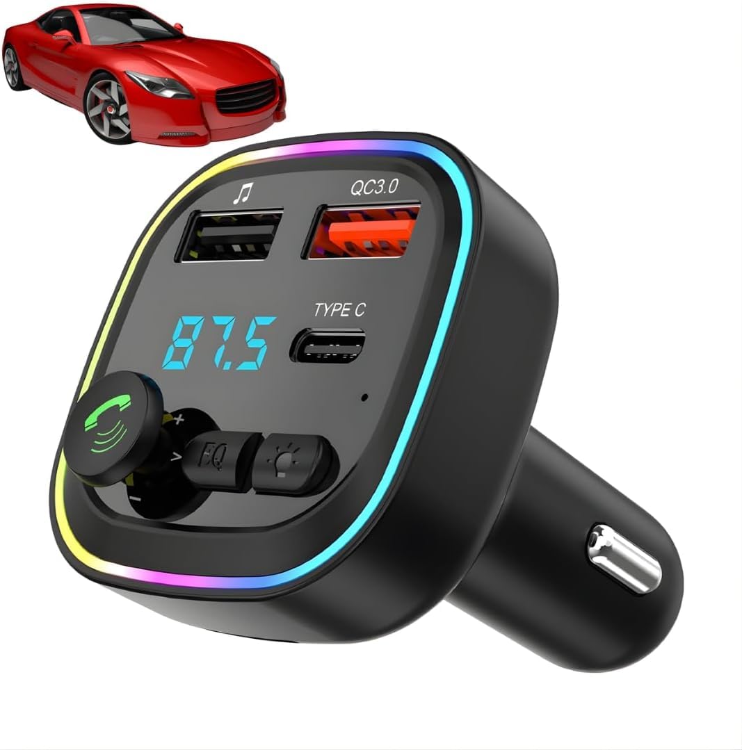 Car Bluetooth Transmitter,5.3 FM Bluetooth Car Adapter,PD 20W & QC 3.0 Fast Charging,FM Bluetooth Transmitter Dual Usb+1 Type-C,Hands Free Calling FM Transmitter Bluetooth,Supports USB/TF/SD — view 8