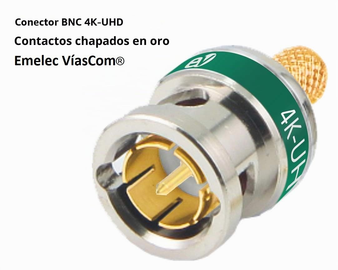 Emelec VíasCom R-SDI-3007N/100 – 100m Cable Video 4K-UHD 6G-SDI (1.0/4.6/7.0) montado en Portacables con BNC 4K-UHD – Conductor Unifilar – Color Negro – PVC Flexible