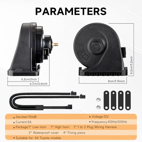 Image of Car Horn for Toyota with 1 to 2 Plug 12V RAV4 Camry Corolla Tacoma Highlander Tundra Lexus Horn Auto Dual-Tone Electric Horns High /Low Tune