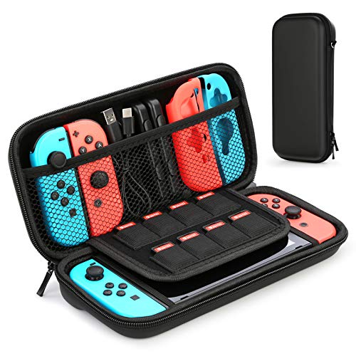 HEYSTOPu00a0Caseu00a0foru00a0Nintendou00a0Switch,u00a0Protective Hard Portable Travel Carry Case Shell Pouch for Nintendo Switch Console & Accessoriesu00a0(Black)
