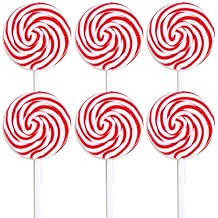 Jumbo Red & White Swirl Lollipops - 6 Pc.