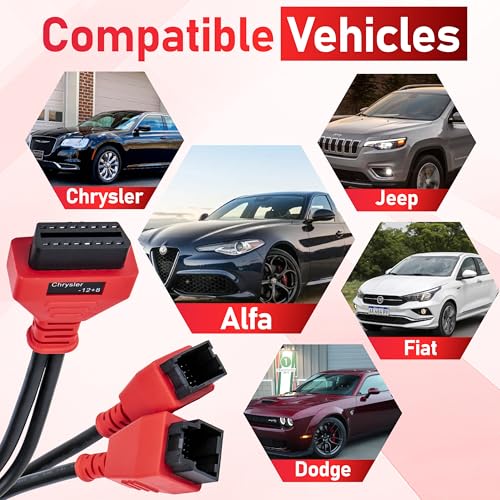 12+8 Pin Connector to OBD2 Adapter, Secutiry Gateway Bypass Cable, 12+8 Cable for Chrysler SGW Equipped FCA Vehicles for Diagnostic, Fit for Scanners MK808 MK808S MX808 MS906 Pro MS908S