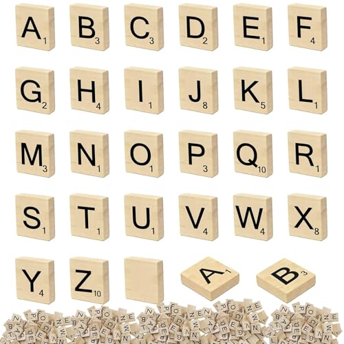 STAVHERT 400 Stück Holzbuchstaben Klein, Holzbuchstaben zum Basteln, Scrabble Buchstaben Holz zum Lernen, Kreative Holz Buchstaben für DIY Projekte und Bildungsaktivitäten, 20 x 18 x 4mm