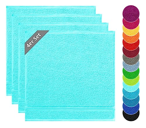 Lashuma Trapos Cocina Algodon 50x50 cm Linz, Paños Cocina Turquesa, Juego de 4 Toallas
