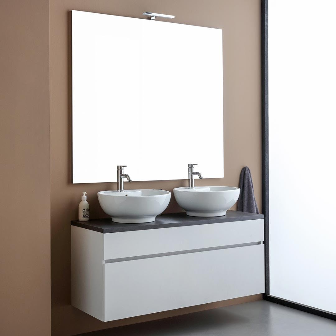 Kiamami Valentina - Mueble de baño bajo Lavabo 120cm Blanco con encimera Antracita, espejo120x110 | Sol