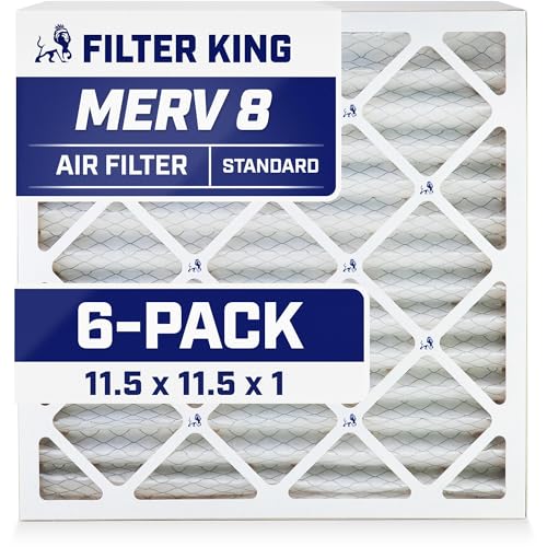 Image of Filter King 11.5x11.5x1 Air Filter | 6-PACK | MERV 8 HVAC Pleated A /C Furnace Filters | MADE IN USA | Actual Size: 11.5 x 11.5 x .75 inch