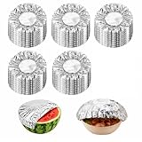 50 Pack Reusable Aluminum Foil Food Covers, Elastic Foil Bowl Covers for Bowls Plates Containers, Insulated Food Lids for Leftovers, Meal Prep, Parties, Picnic and Kitchen Storage (50)