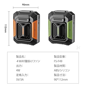 4WAY腰掛けファン5000mAh3段静音冷却　グリーン　3個セット 4WAY腰掛けファン5000mAh3段静音冷却 グリーン 3個セット 楽天