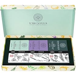 Jabones Artesanales Para Bebés Écrin De Fleur – Pack de 3 Jabones para toda la Familia - Almendra, Lavanda, Cedro - Jabones Naturales, Artesanales y Certificados Orgánicos - sin Aceite de Palma, Sulfatos ni Parabenos - 3 x 100g
