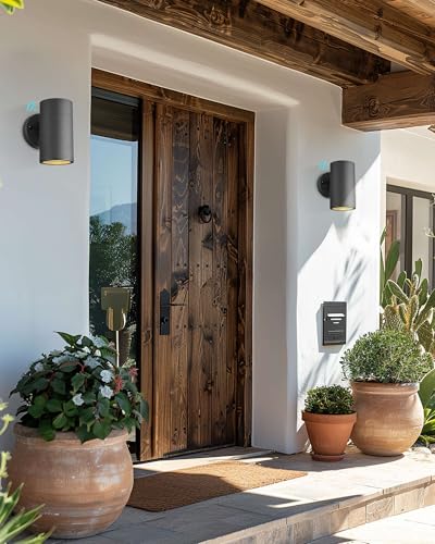 Image of Ken & Ricky Dusk to Dawn Outdoor Wall Sconce Lights,Cylinder,Black,4 PK