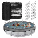 19.7 Feet Pool Leaf Net Cover Above Ground Winter Pool Cover with 12 Pcs Large Pool Cover Clips, Keeps Leaves Out of Your Pool, Fits 18FT Above Ground Pools