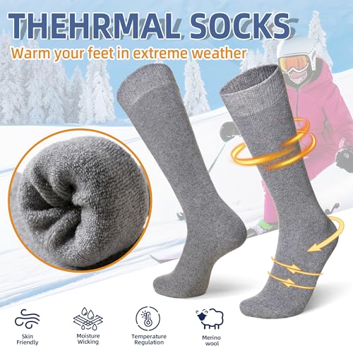 Eyean Women's Knee High Wool Socks Winter Thick Thermal Soft Comfy Over Knee Long High Socks 2 Pairs3
