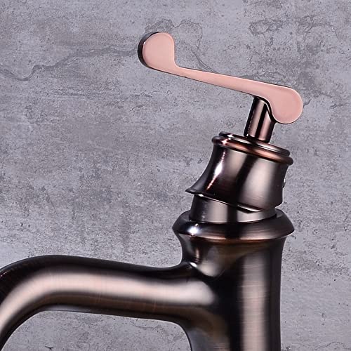 Robinets d'eau à poignée unique en bronze antique pour lavabo et vasque rétro - 6
