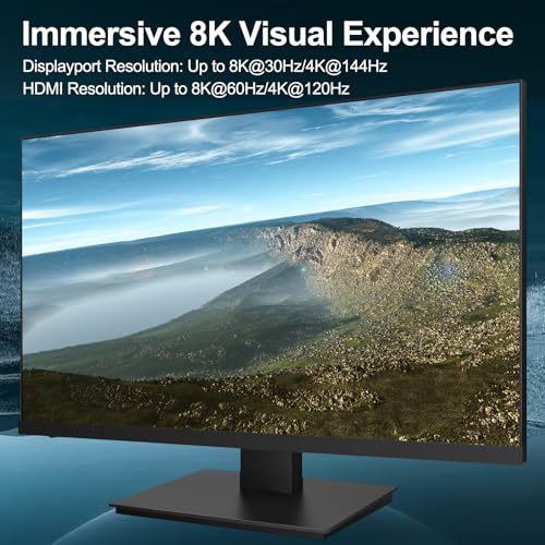 Image of 8K KVM Switch 3 Monitors 2 Computers Triple Monitor 2 Displayport 1.4 and HDMI 2.1 USB 3.0 KVM Switches, DP 1.4 Supports 8K@30Hz /4K@144Hz, HDMI Supports Max 8K@60Hz /4K@120Hz with Wired Remote Control