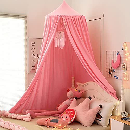 Kertnic Decor Canopy For Kids Bed, Soft Smooth Playing Tent Canopy Girls Room Decoration Princess Castle, Dreamy Mosquito Net Bedding, Children Reading Nook Canopies In Home (Nordic Pink) #TOP1