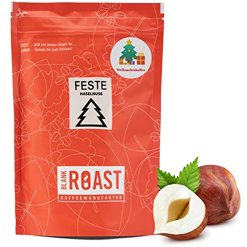 Blank Roast | Weihnachtskaffee Haselnuss | 250g Beutel | aromatisierten ganze Kaffeebohnen | 7 Sorten | 100% Arabica Kaffee | Geschenke für Weihnachten Cover
