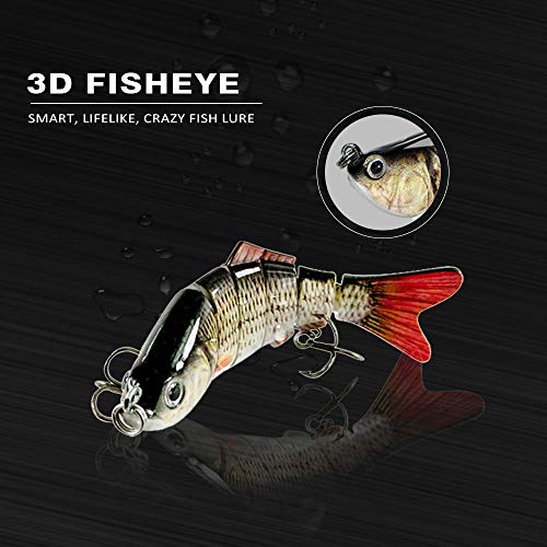 ods lure 3pcs Fischköder Set, Mehrsegmentkunstköder langsam sinkende Angelköder lebensechte Schwimmköder mit Angelhaken… – Bild 4