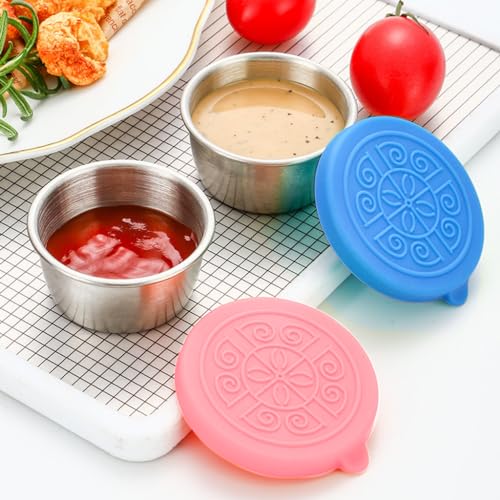 Image of HASTHIP 2Pcs 40ML Salad Dressing Container, Stainless Steel with Lids | Leak Resistant Carry, Reusable Stainless Steel, Chutney Box for Tiffin, Ketchup Box for Kids Tiffin, Lunch Salad Portions